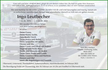 Traueranzeige von Ingo Leutbecher von Südthüringer Presse