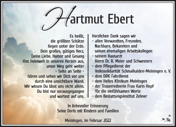 Traueranzeige von Hartmut Ebert von Südthüringer Presse