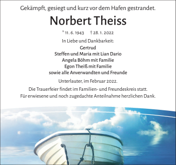 Traueranzeige von Norbert Theiss von Neue Presse Coburg