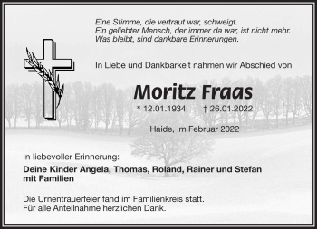 Traueranzeige von Moritz Fraas von Frankenpost