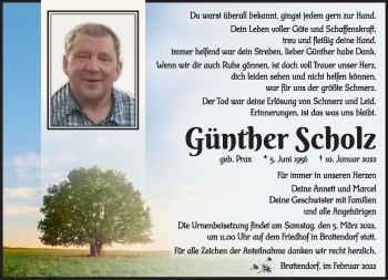 Traueranzeige von Günther Scholz von Südthüringer Presse
