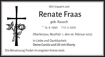 Traueranzeige von Renate Fraas von Frankenpost