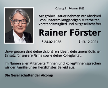 Traueranzeige von Rainer Förster von Neue Presse Coburg