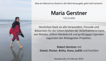 Traueranzeige von Maria Gerstner von Neue Presse Coburg