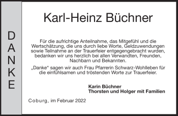 Traueranzeige von Karl-Heinz Büchner von Neue Presse Coburg