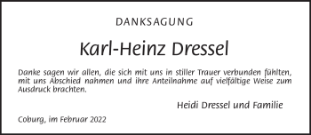 Traueranzeige von Karl-Heinz Dressel von Neue Presse Coburg