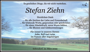 Traueranzeige von Stefan Ziehn von Südthüringer Presse