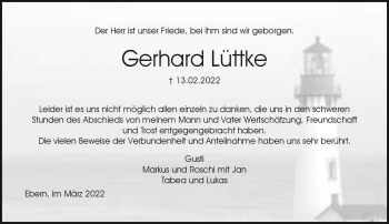 Traueranzeige von Gerhard Lüttke von Neue Presse Coburg