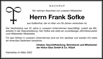 Traueranzeige von Frank Sofke von Neue Presse Coburg