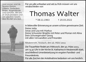 Traueranzeige von Thomas Walter von Neue Presse Coburg