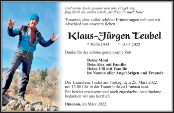 Traueranzeige von Klaus-Jürgen Teubel von Südthüringer Presse