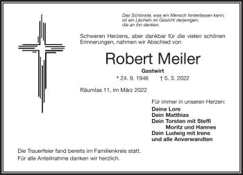 Traueranzeige von Robert Meiler von Frankenpost