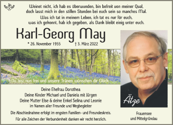 Traueranzeige von Karl-Georg May von Südthüringer Presse