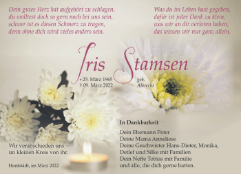 Traueranzeige von Iris Stamsen von Südthüringer Presse