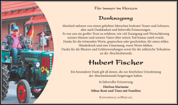 Traueranzeige von Hibert Fischer von Südthüringer Presse