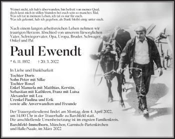 Traueranzeige von Paul Ewendt von Südthüringer Presse