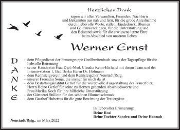 Traueranzeige von Werner Ernst von Südthüringer Presse