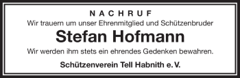 Traueranzeige von Stefan Hofmann von Frankenpost