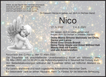 Traueranzeige von Nico  von Neue Presse Coburg