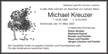 Traueranzeige von Michael Kreuzer von Frankenpost