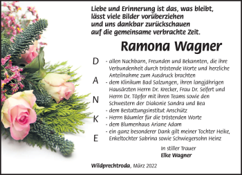 Traueranzeige von Ramona Wagner von Südthüringer Presse