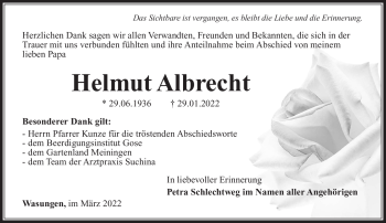 Traueranzeige von Helmut Albrecht von Südthüringer Presse