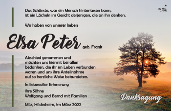 Traueranzeige von Elsa Peter von Südthüringer Presse
