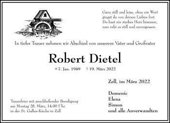 Traueranzeige von Robert Dietel von Frankenpost