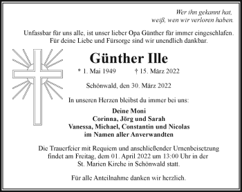 Traueranzeige von Günther Ille von Frankenpost