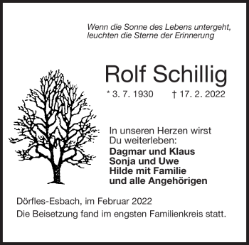 Traueranzeige von Rolf Schillig von Neue Presse Coburg