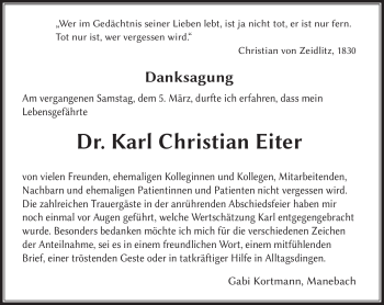 Traueranzeige von Karl Christian Eiter von Südthüringer Presse