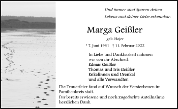 Traueranzeige von Marga Geißler von Frankenpost