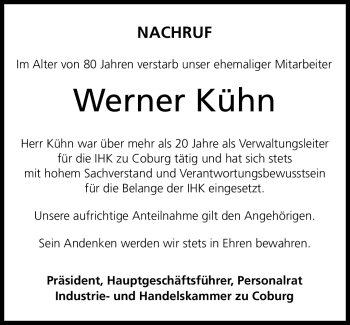 Traueranzeige von Werner Kühn von Neue Presse Coburg