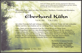 Traueranzeige von Eberhard Kühn von Südthüringer Presse