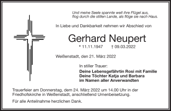 Traueranzeige von Gerhard Neupert von Frankenpost