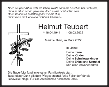 Traueranzeige von Helmut Teubert von Frankenpost