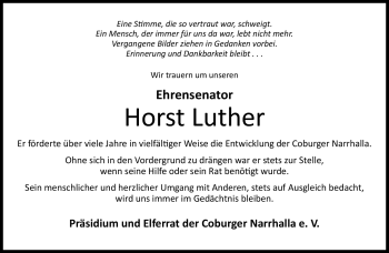 Traueranzeige von Horst Luther von Neue Presse Coburg