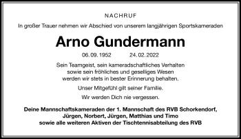 Traueranzeige von Anno Gundermann von Neue Presse Coburg
