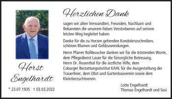 Traueranzeige von Horst Engelhardt von Neue Presse Coburg