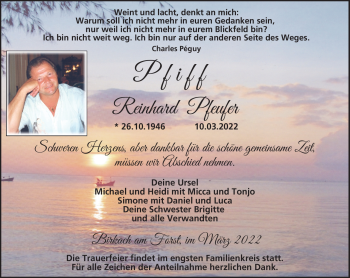 Traueranzeige von Reinhard Pfeufer von Neue Presse Coburg