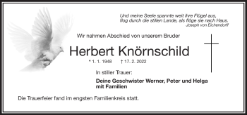 Traueranzeige von Herbert Knörnschild von Frankenpost