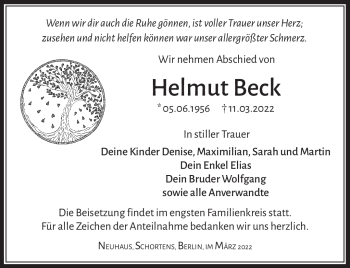 Traueranzeige von Helmut Beck von Südthüringer Presse