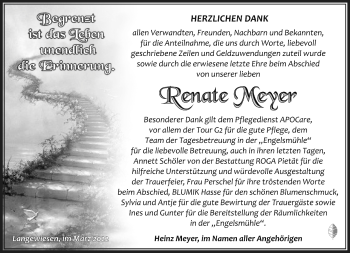 Traueranzeige von Renate Meyer von Südthüringer Presse