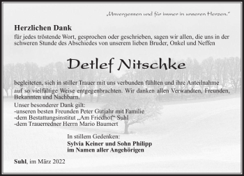 Traueranzeige von Detlef Nitschke von Südthüringer Presse