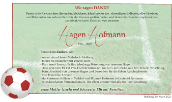 Traueranzeige von Hagen Hofmann von Südthüringer Presse