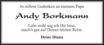 Traueranzeige von Andy Borkmann von Südthüringer Presse