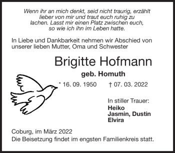 Traueranzeige von Brigitte Hofmann Hofmann von Neue Presse Coburg
