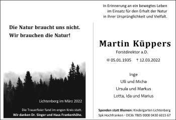Traueranzeige von Martin Küppers von Frankenpost