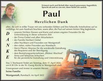 Traueranzeige von Paul Deissenroth von Südthüringer Presse