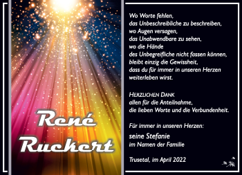 Traueranzeige von Rene Ruckert von Südthüringer Presse